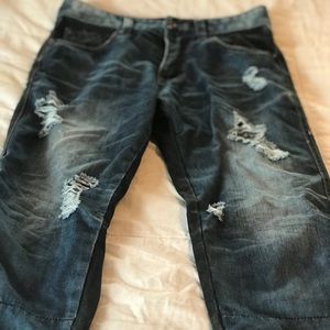 Two Toned Jean Capris